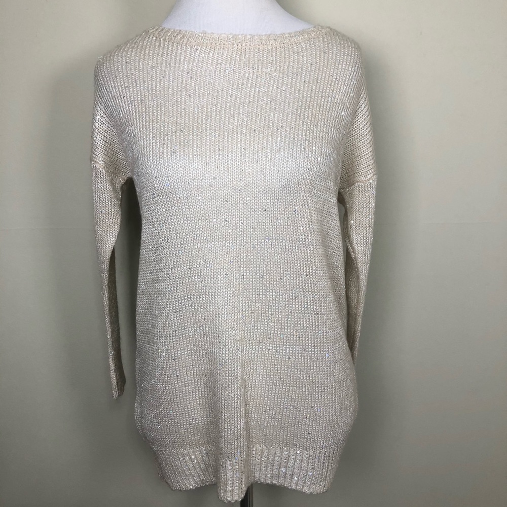 NWT Ann Taylor champagne sequin sweater XS